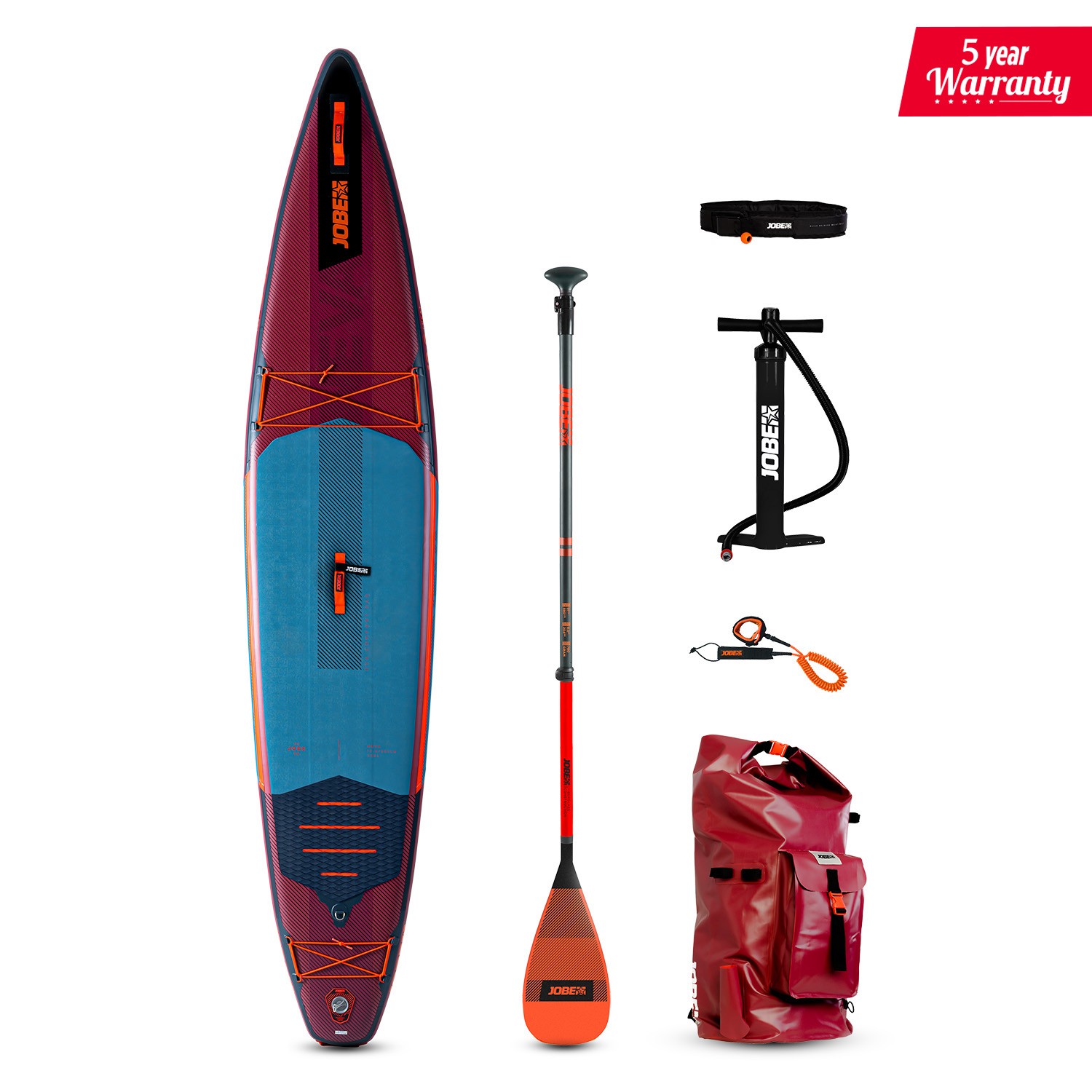 Aero Neva SUP Board 12.6 Package with Fiberglass paddle Orange